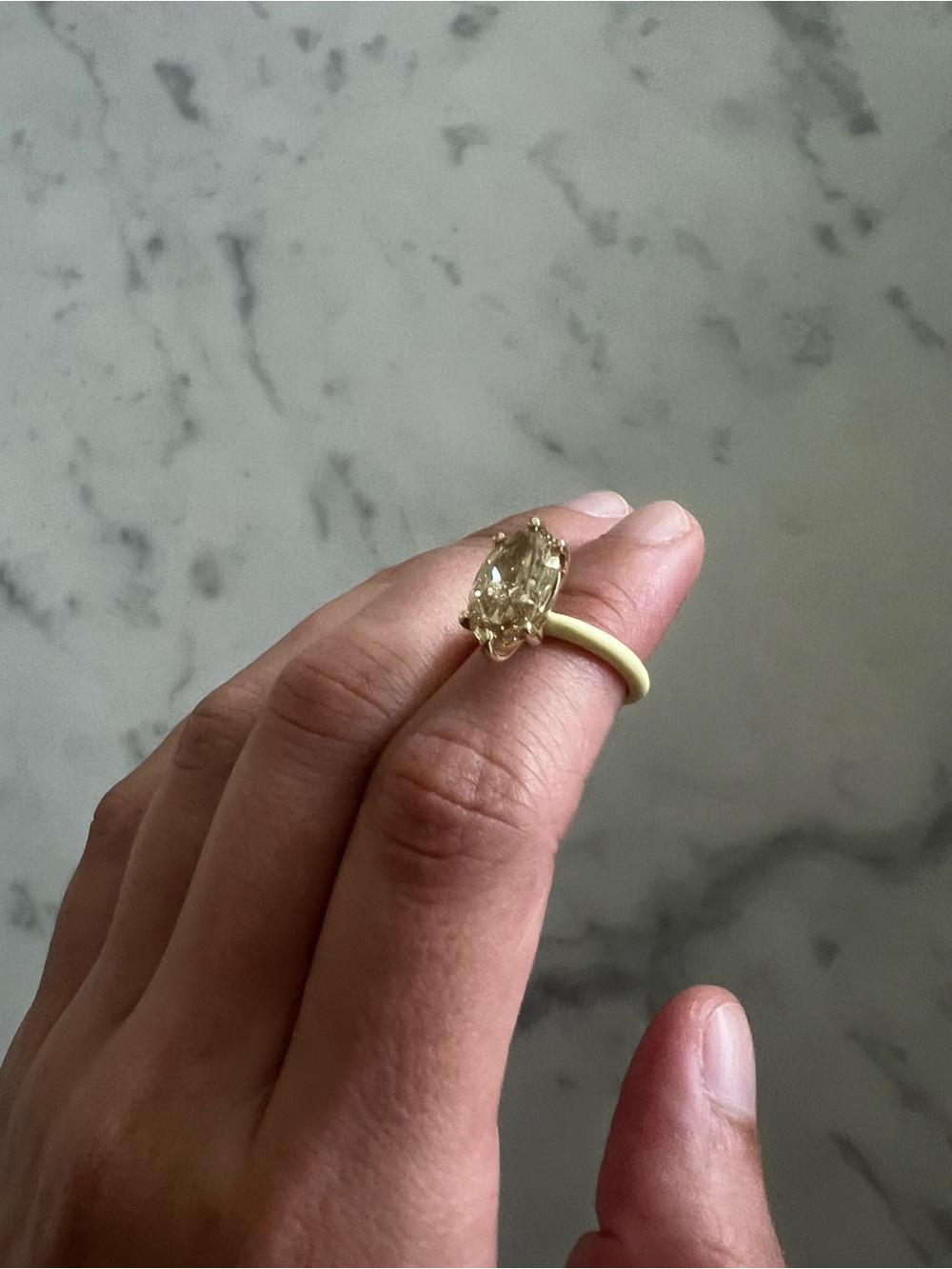 Emerald Holiday Lab Grown Yellow Oval diamond pinky ring comes with Igi cert - Picture 3 of 5